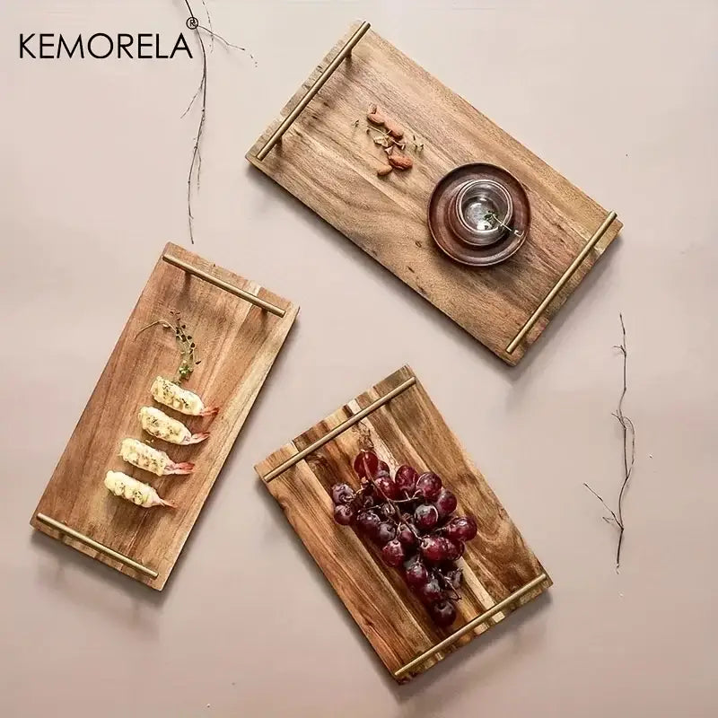 Lovesickness wooden serving tray with brass handles dining room dish