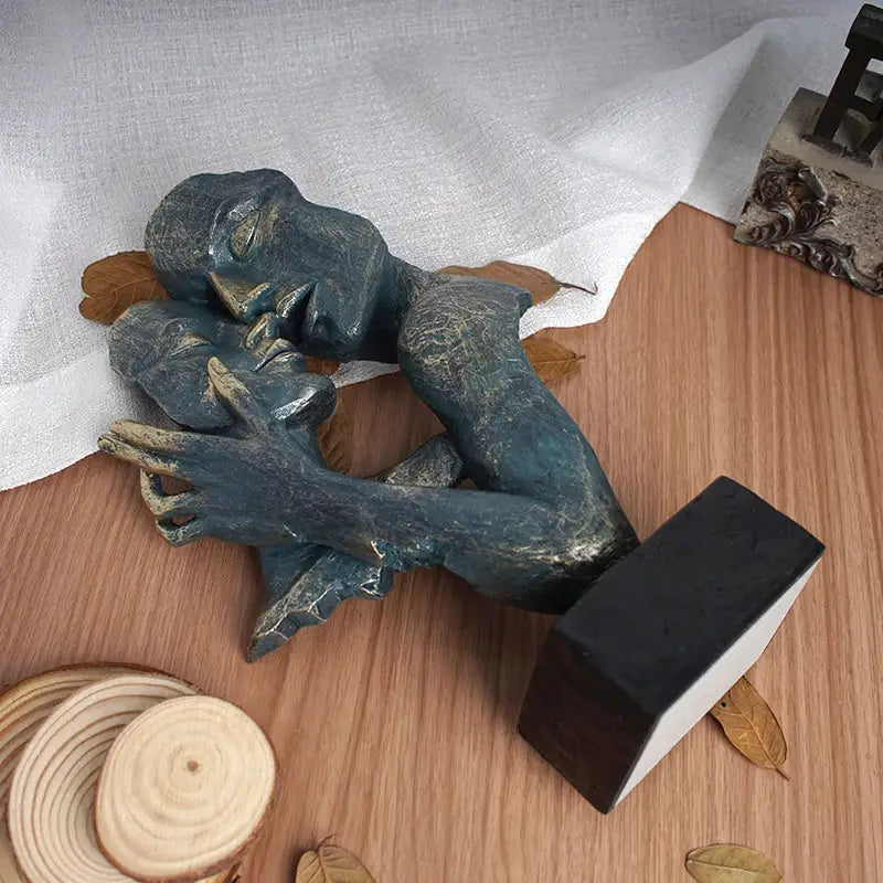 Abstract bronze loving couple resin statue bedroom decor