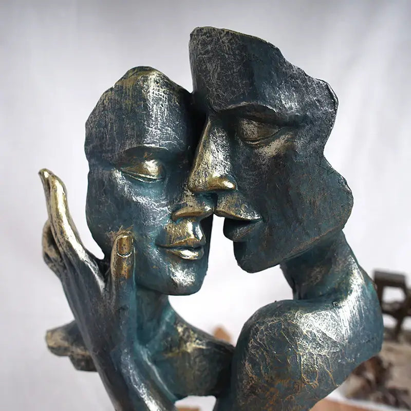 Abstract bronze loving couple resin statue bedroom decor