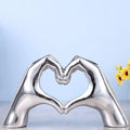 Glossy gold silver & black gesture heart sculpture living room decor