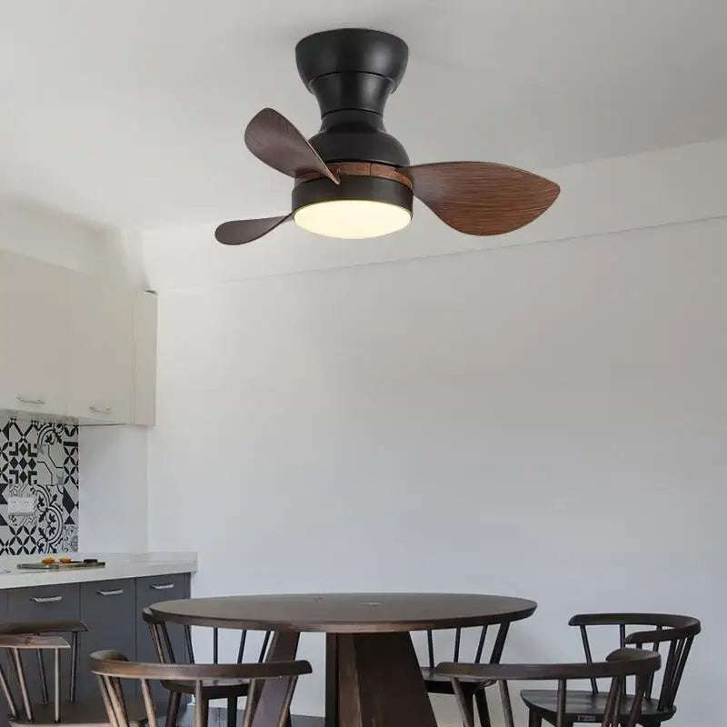 Modern low floor dc motor ceiling fan with light for living room