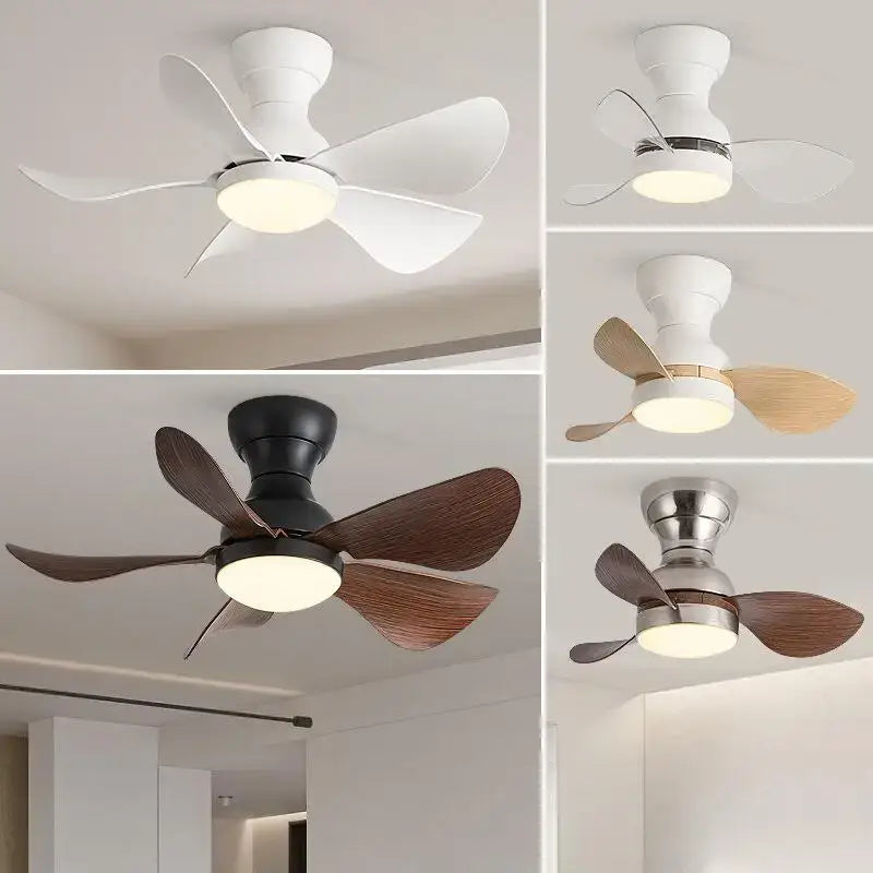Modern low floor dc motor ceiling fan with light for living room