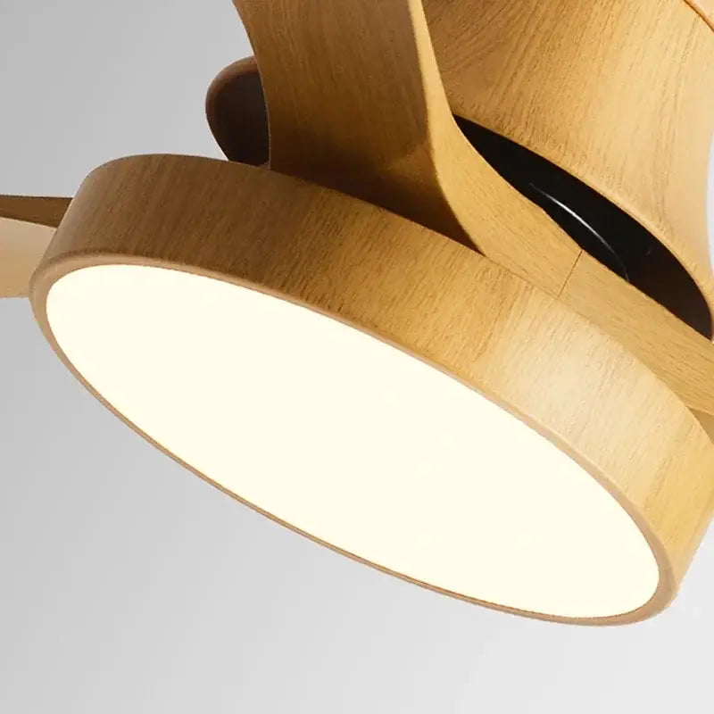 Modern green & wood low profile ceiling fan bedroom light