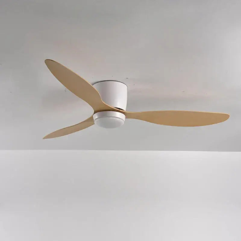 Modern black and wood low profile ceiling fan bedroom remote control