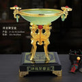 Ornate jade & gold lucky decoration flower stand living room decor