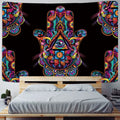 Boho colorful lucky hand mandala tapestry bedroom wall hanging