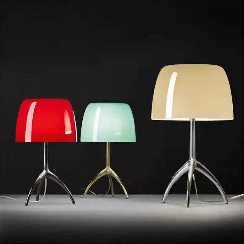 Modern red green & beige tripod table lamp bedroom led light