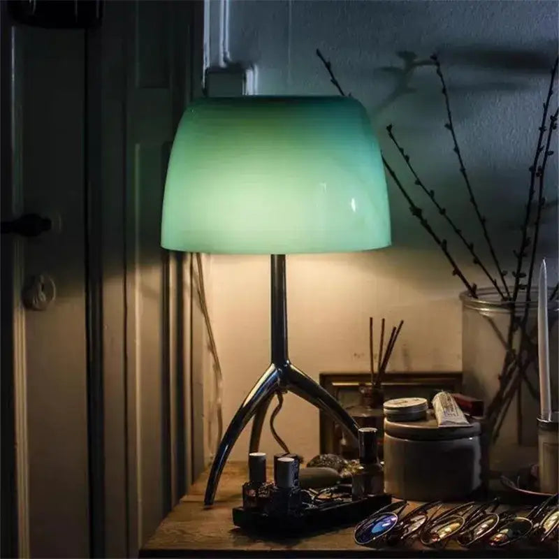 Modern red green & beige tripod table lamp bedroom led light