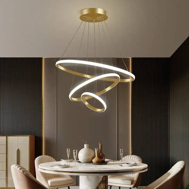 Modern black & white luminous circle pendant – living room chandelier