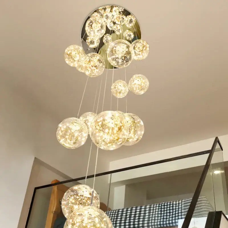 Modern luminous glass ball pendant chandeliers dining room lighting
