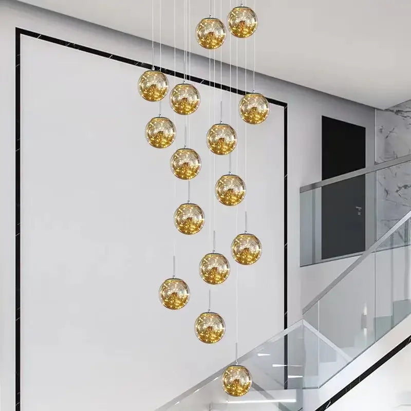 Modern luminous glass ball pendant chandeliers dining room lighting