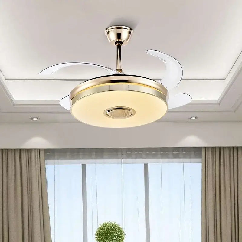 Modern white light ceiling fan with bluetooth speaker bedroom