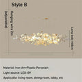 Luxe ginkgo leaves white & gold pendant light living room
