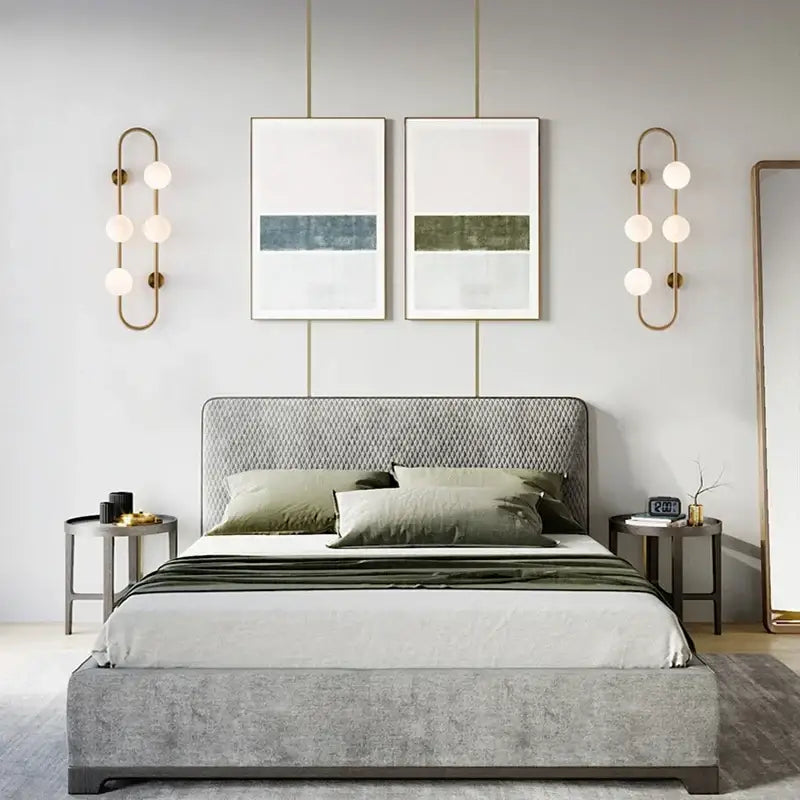 Modern gold glass ball led wall sconce bedroom minimalist light