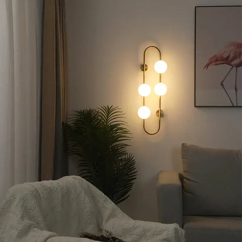 Modern gold glass ball led wall sconce bedroom minimalist light