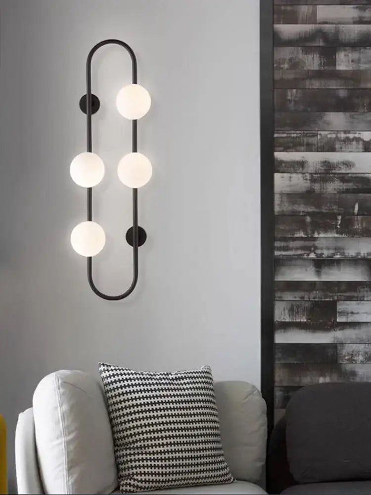 Modern gold glass ball led wall sconce bedroom minimalist light