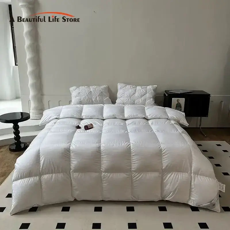 Decorbites luxe goose down white quilted comforter bedroom duvet