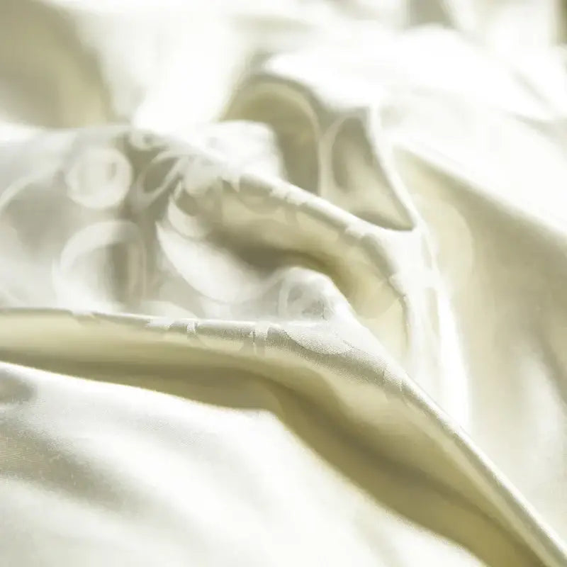 Luxe goose duck cream satin quilt bedroom embroidered bedding