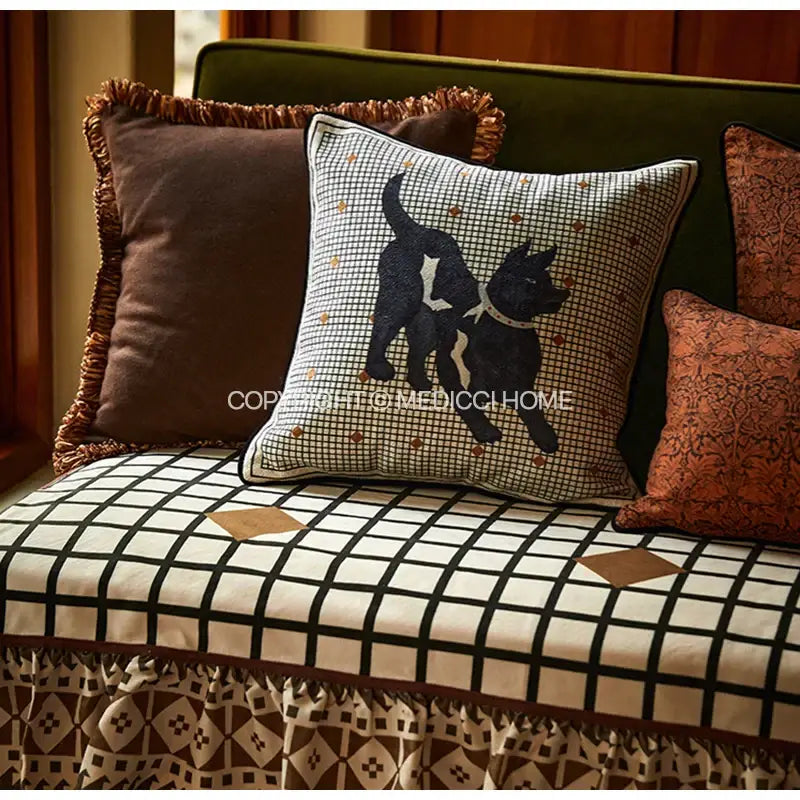 Luxe black & white greyhound decorative pillow cover living room accent