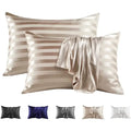 Luxe black satin jacquard pillow cover set bedroom stripe case