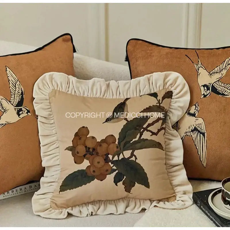 Oriental red camellia floral decorative pillow case living room decor