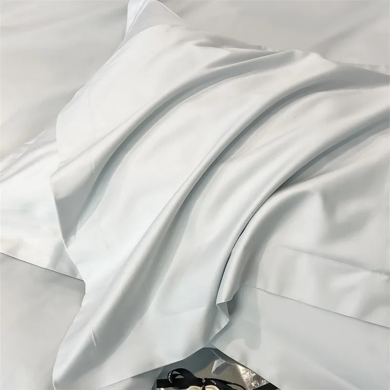Luxurious white satin egyptian cotton duvet cover bedroom bedding set