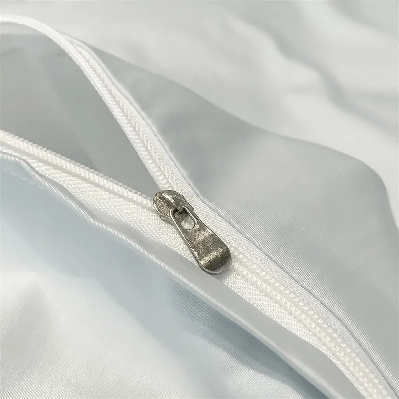 Luxurious white satin egyptian cotton duvet cover bedroom bedding