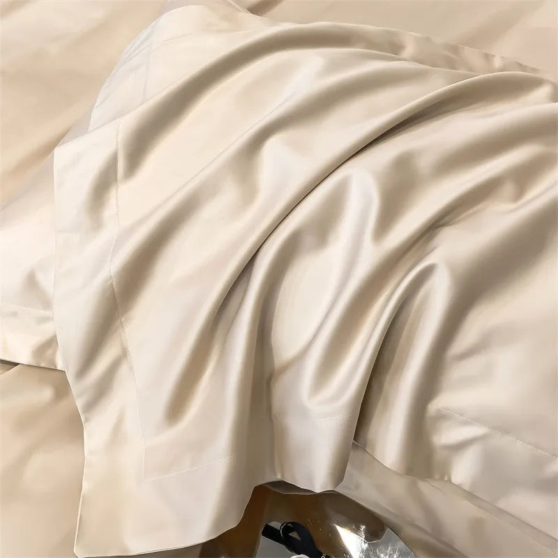 Luxurious white satin egyptian cotton duvet cover bedroom bedding