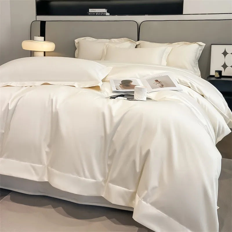 Luxurious light blue satin 3 piece duvet cover bedroom bedding set