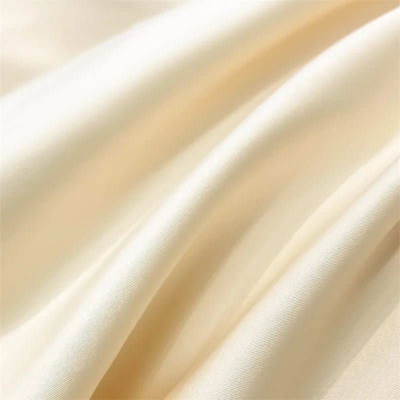 Luxurious beige satin egyptian cotton duvet cover bedroom set