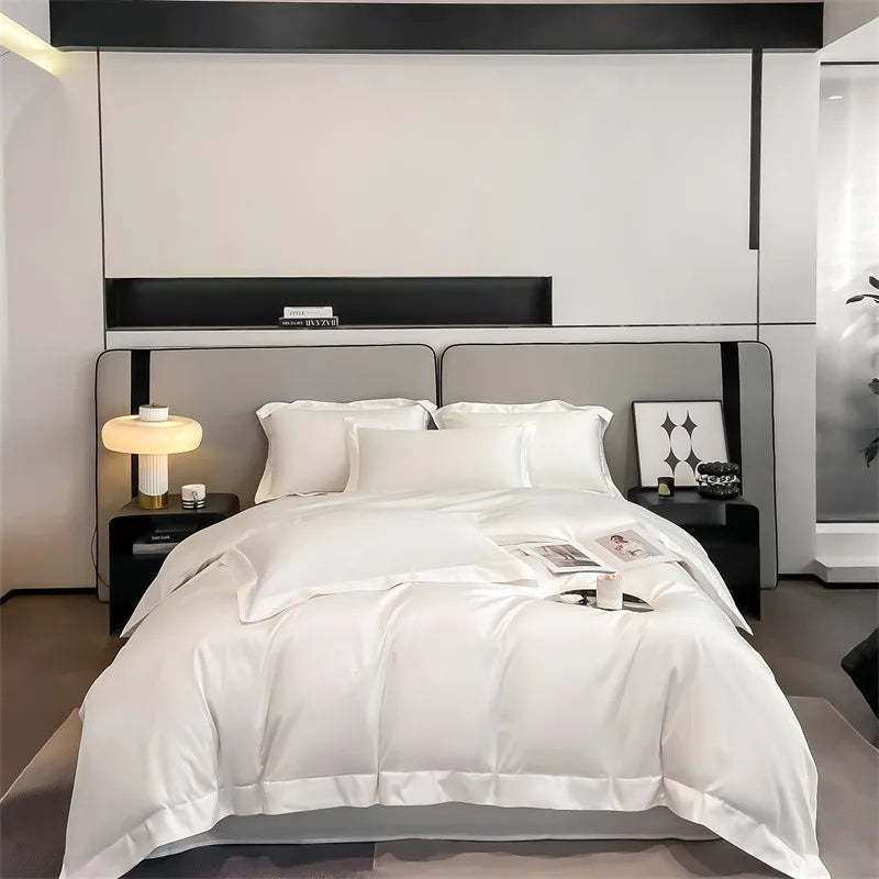 Luxurious silver gray satin duvet cover set bedroom bedding