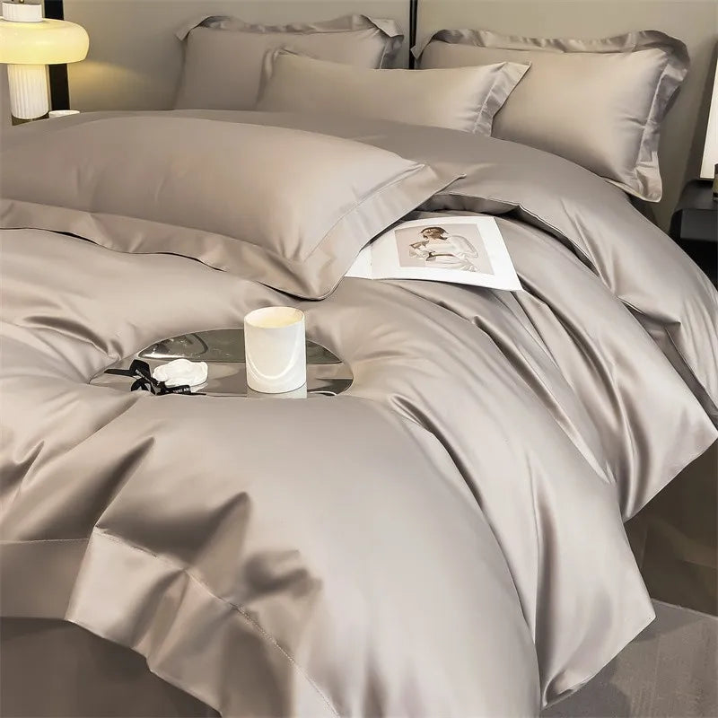 Luxurious gray 1000tc egyptian cotton duvet cover bedroom set