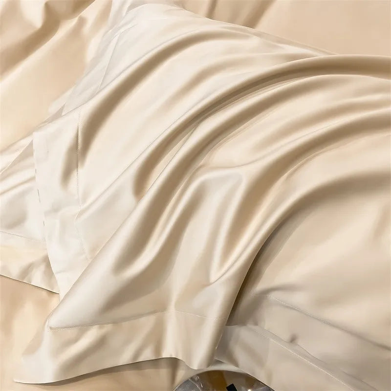 Luxurious light blue satin piece duvet cover set bedroom bedding