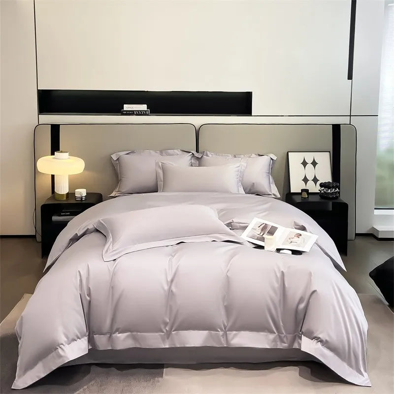 Luxurious white satin egyptian cotton duvet cover bedroom bedding