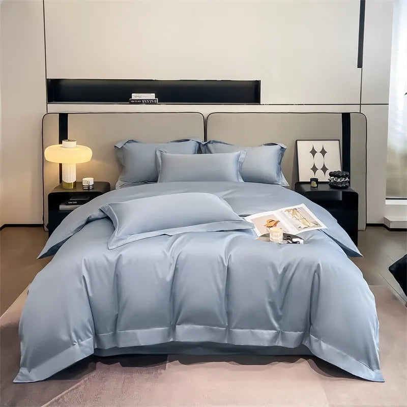 Luxurious gray 1000tc egyptian cotton duvet cover bedroom set