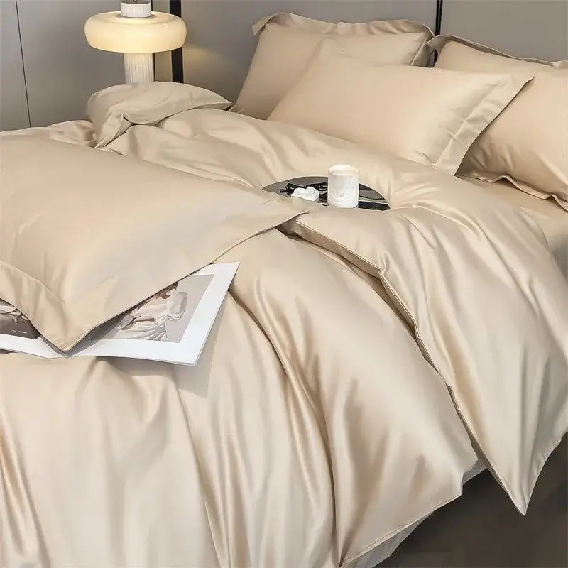 Luxurious white satin egyptian cotton duvet cover bedroom bedding