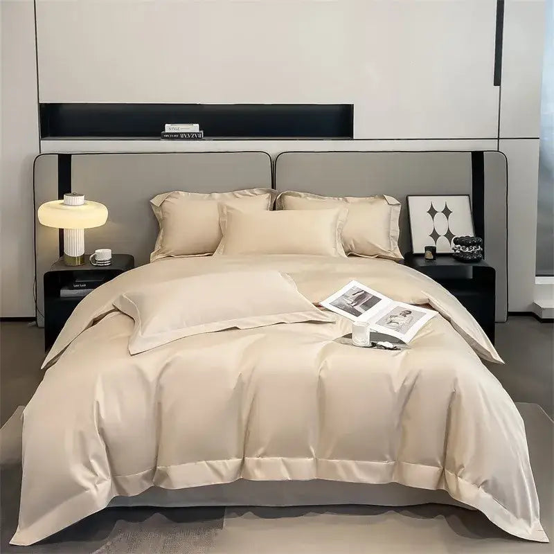Luxurious white satin egyptian cotton duvet cover bedroom bedding