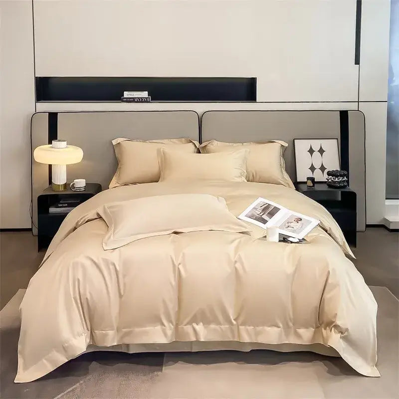 Luxurious white satin egyptian cotton duvet cover bedroom bedding set