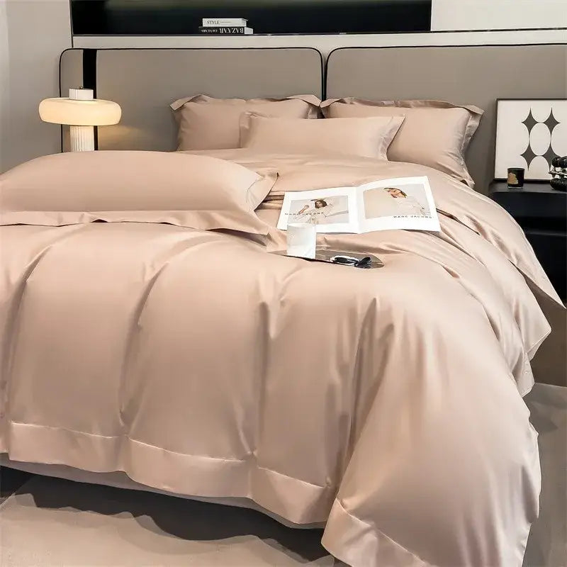 Luxurious white satin egyptian cotton duvet cover bedroom bedding set