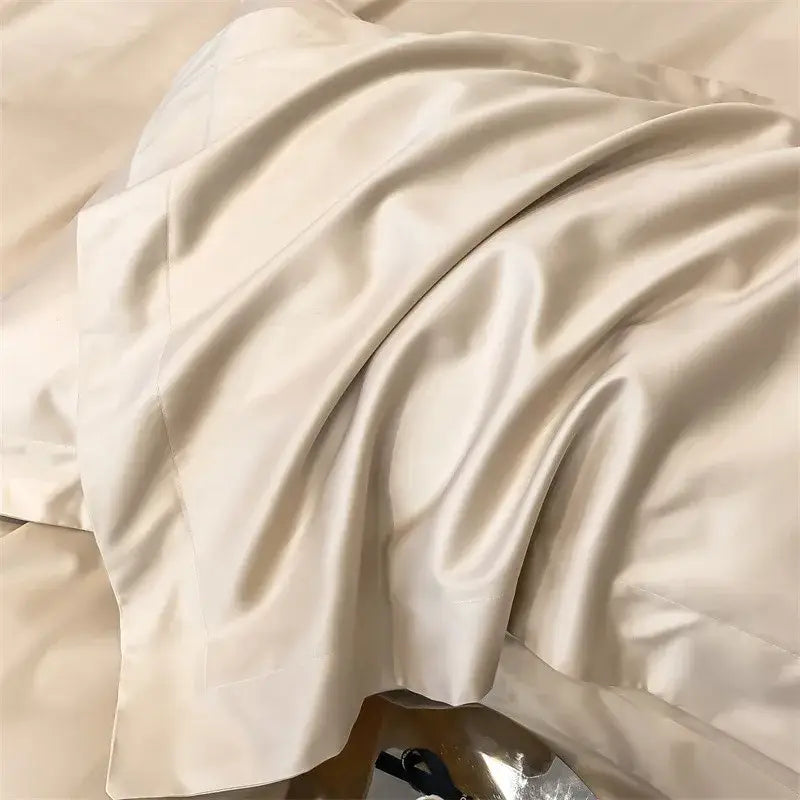 Luxurious silver gray satin duvet cover set bedroom bedding