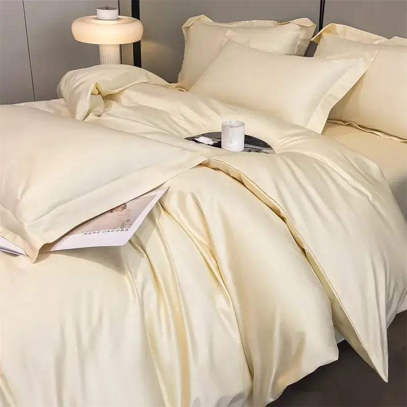 Luxurious white satin egyptian cotton duvet cover bedroom bedding