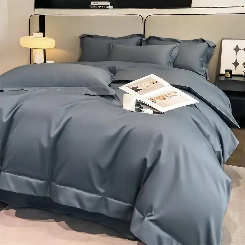 Luxurious white satin egyptian cotton duvet cover bedroom bedding