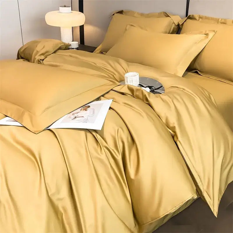 Luxurious white satin egyptian cotton duvet cover bedroom bedding set