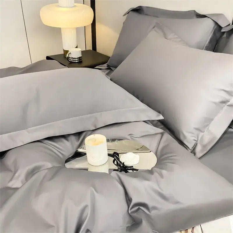 Luxurious white satin egyptian cotton duvet cover bedroom bedding