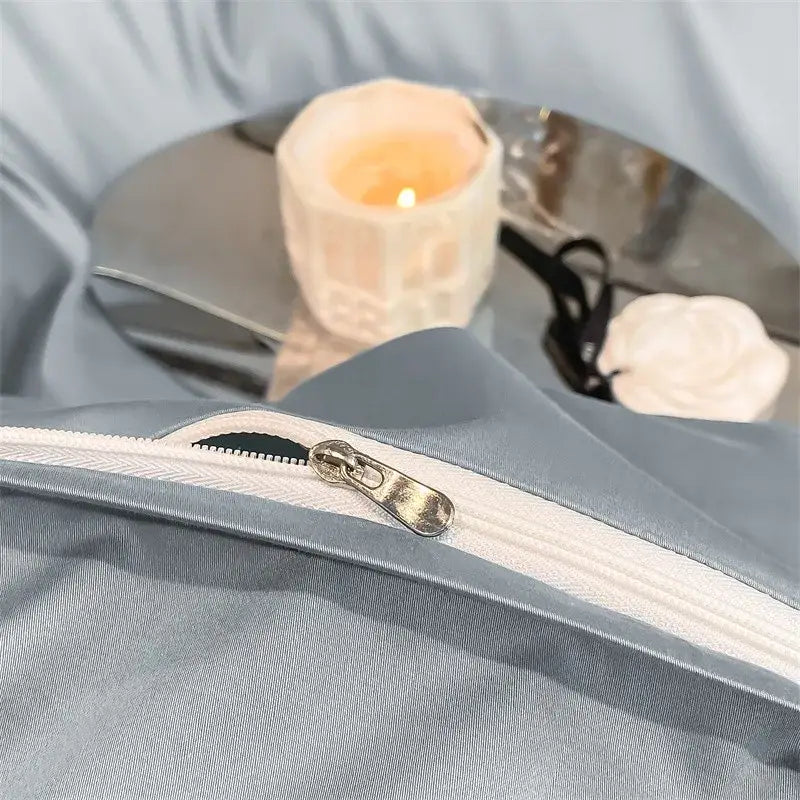 Luxurious gray 1000tc egyptian cotton duvet cover bedroom set