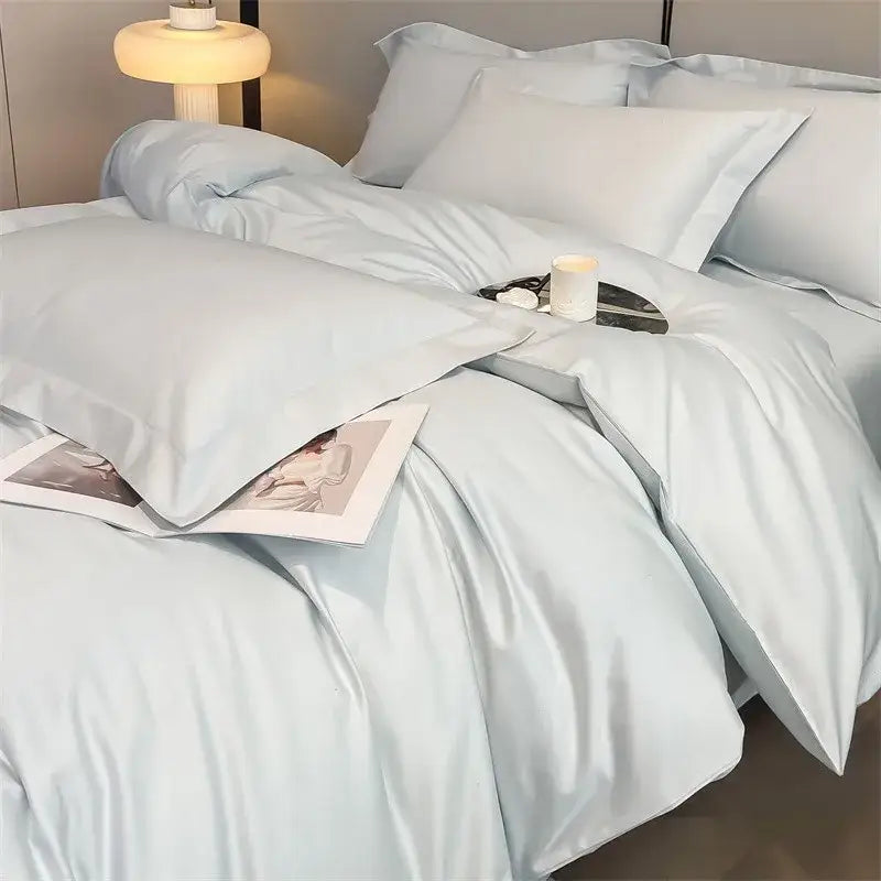 Luxurious beige satin egyptian cotton duvet cover bedroom set
