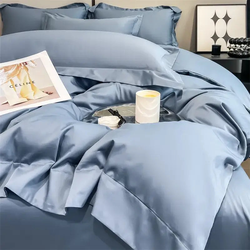 Slate blue egyptian cotton duvet cover set bedroom bedding
