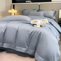 Luxurious light blue satin piece duvet cover set bedroom bedding