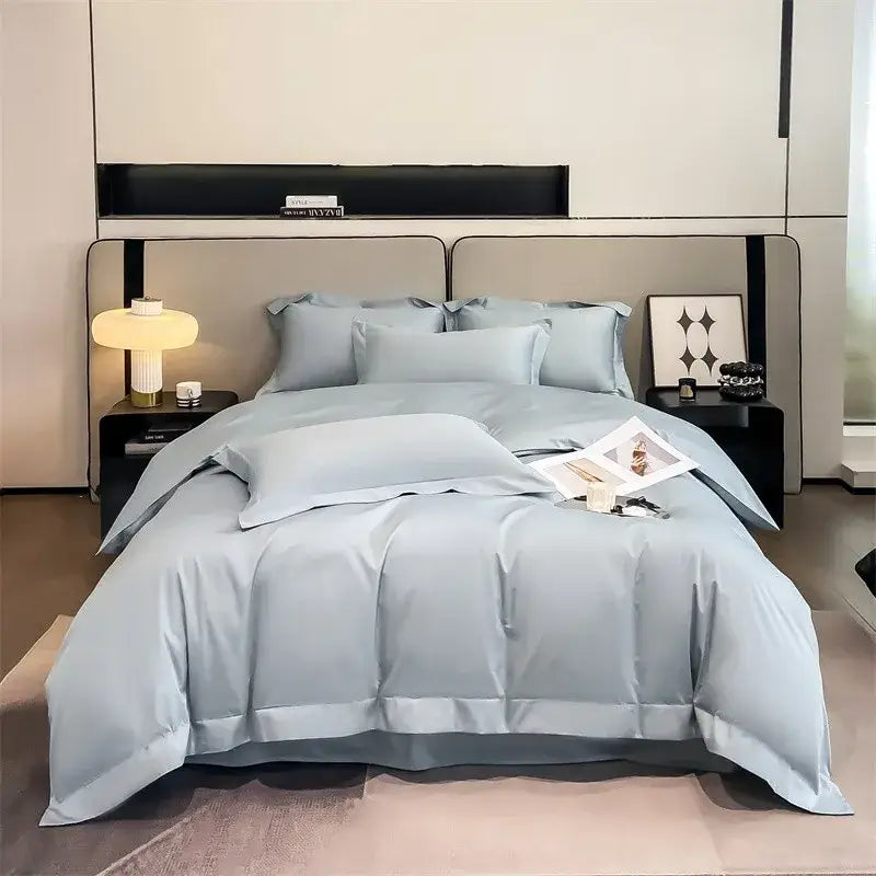 Luxurious white satin egyptian cotton duvet cover bedroom bedding set