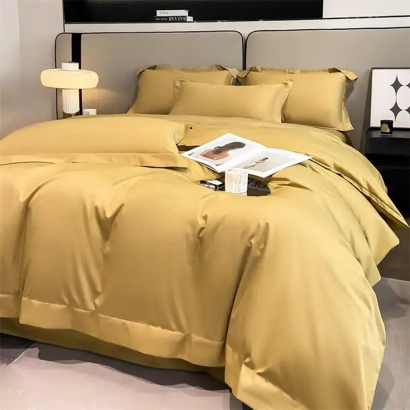 Luxurious white satin egyptian cotton duvet cover bedroom bedding set